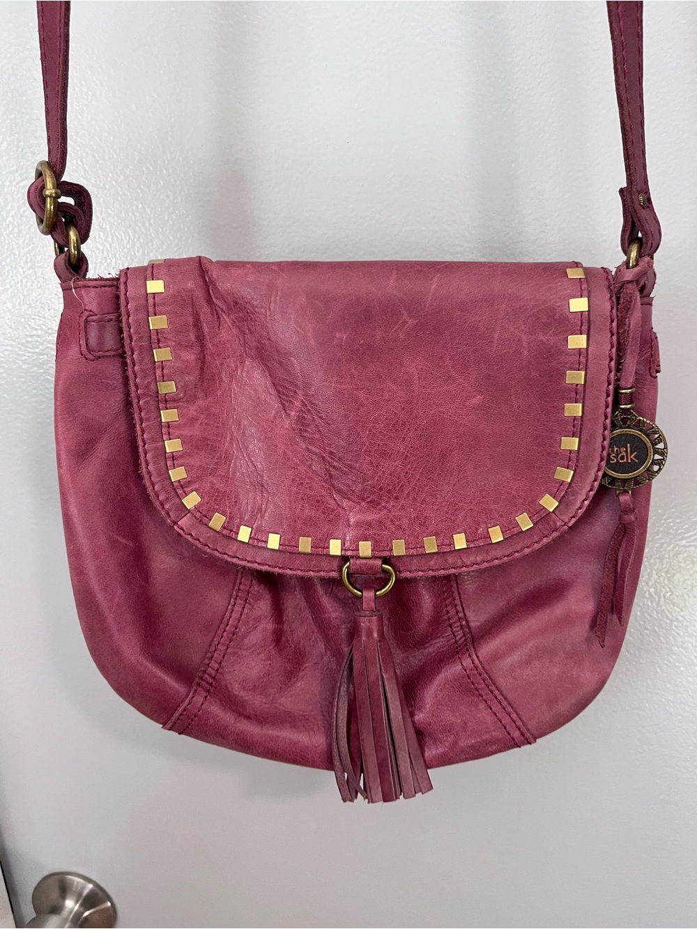 The Sak Berry Leather Crossbody Bag with Tassel